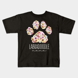 Labradoodle Mama Floral Paw Dog Mom Kids T-Shirt